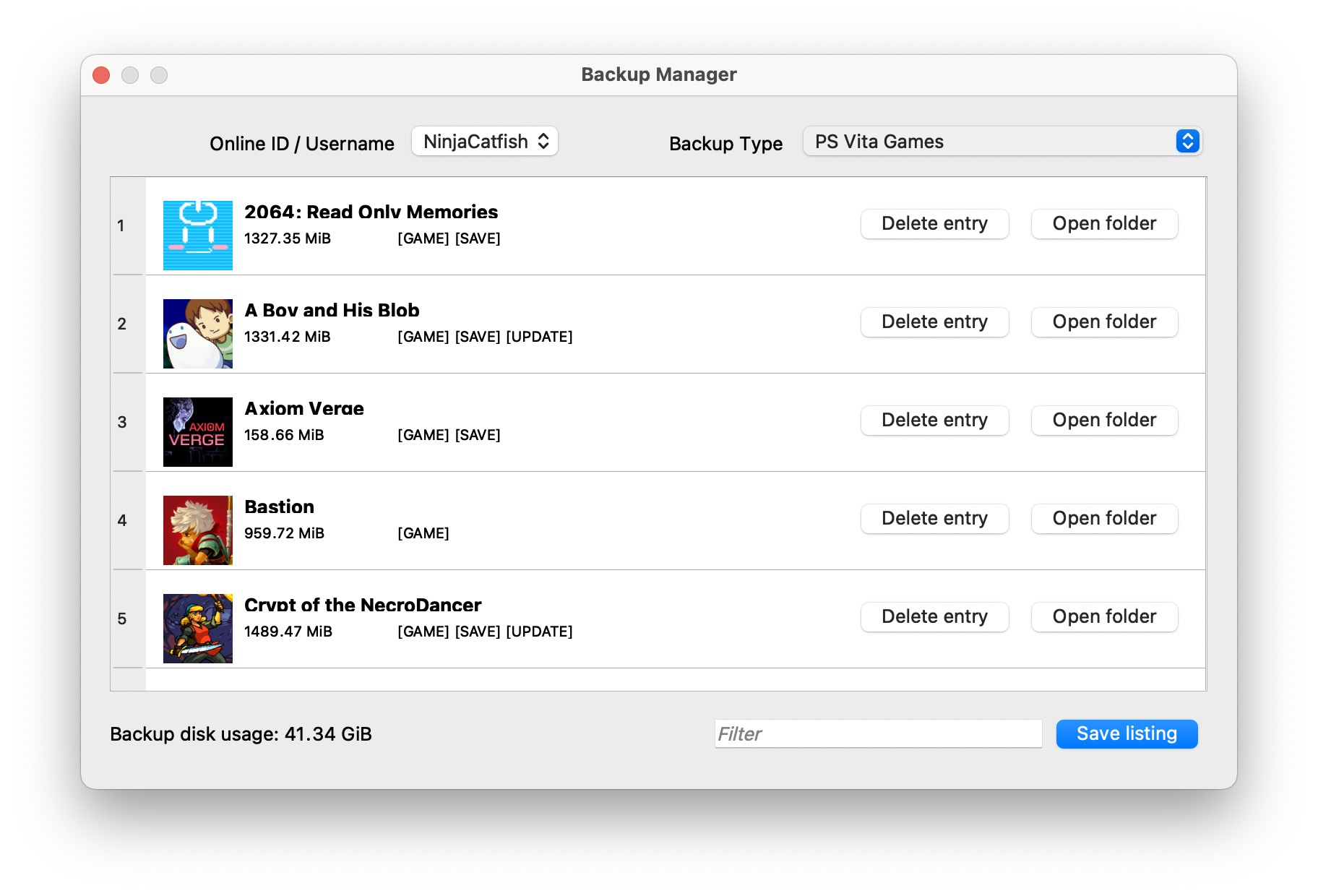 Backup Manager screenshot